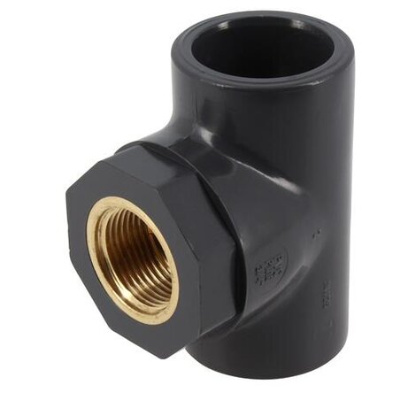 Tés à insert laiton taraudé à 90° Femelle/Femelle PVC-U Pression